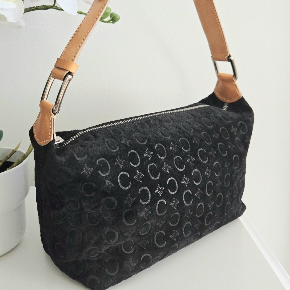 Authentic CELINE Rare Suede Vintage Macadam Bag Clutch Pochette Wallet Purse‎ - Picture 2 of 16